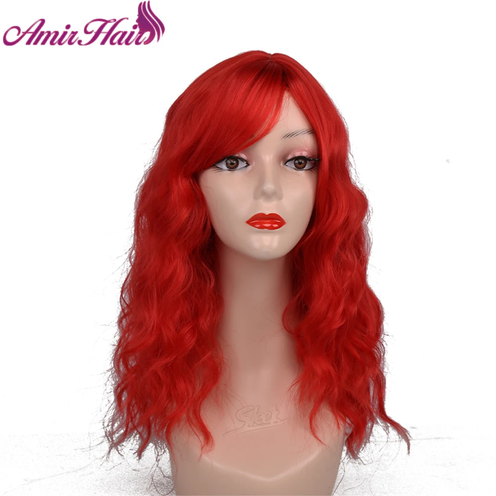 

Amir Bob Wig Dark Red Short Natural Wave Synthetic Wigs with Bangs for Women black Cosplay wigs Blond Brown False Hair