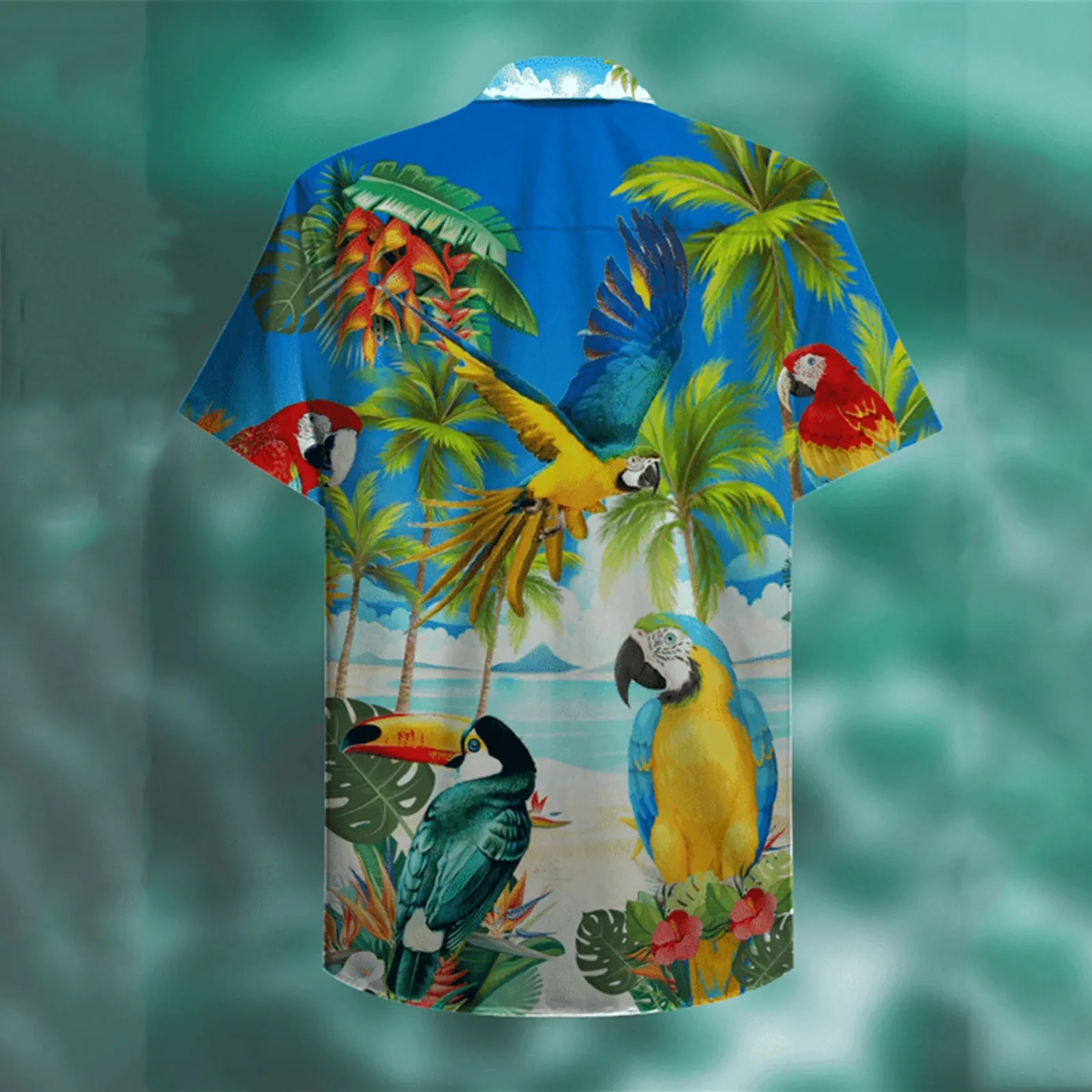 

animal Printed Short sleeved shirts for men Loose Cardigan button up shirt plus size hawaiian style tops Tee shirts 2021 Summer