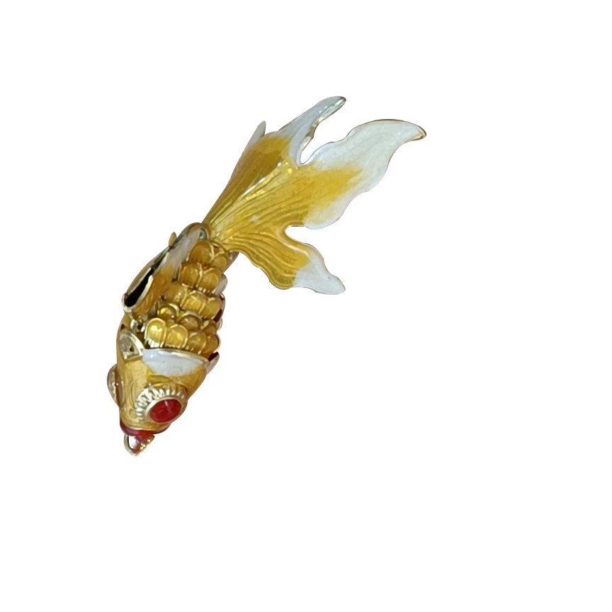 

Chinese Cloisonne Animal Lucky Fish Charms For Jewelry Making Large Enamel Goldfish Pendants for Necklace Keychain Vivid Sway