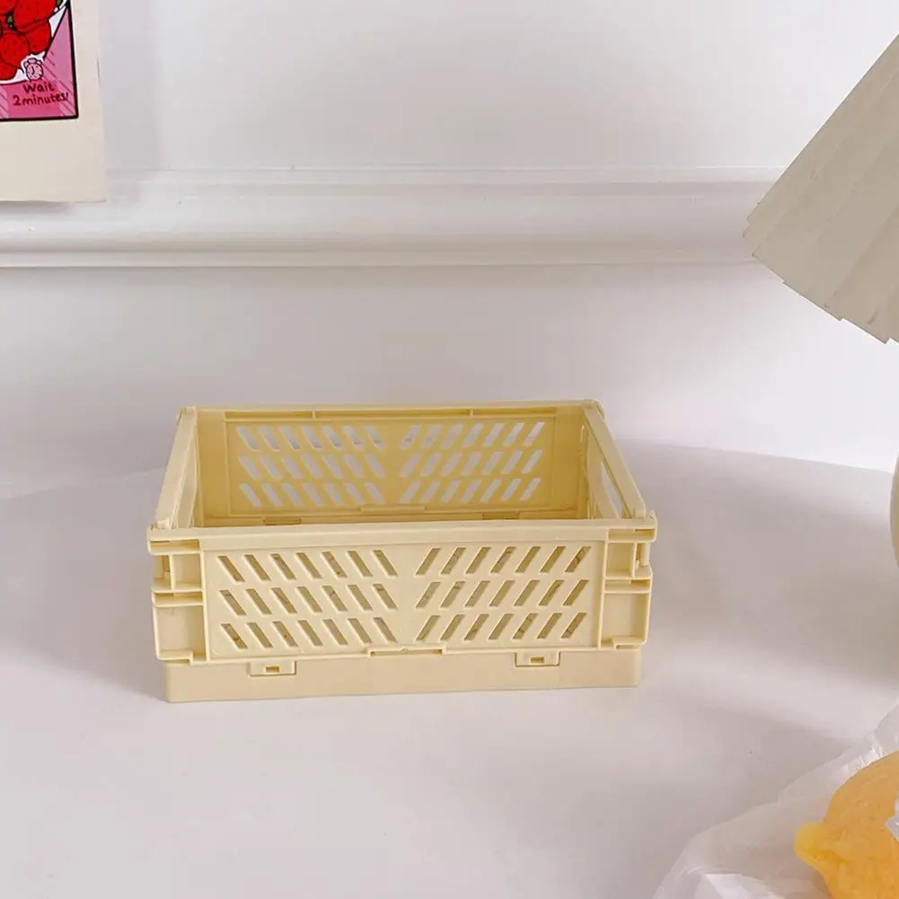 

Folding Plastic Storage Box Mini Folding Plastic Storage Storage Carrying Plastic Box Desktop Foldable Case Basket Y8E4