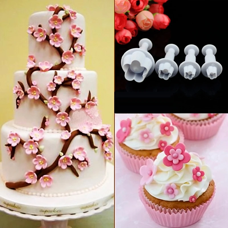 4 сливы для цветов из мастики штампа форма выпечки торта украшения инструменты