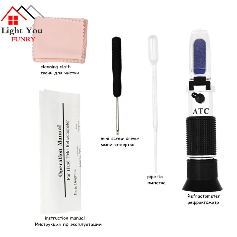 Hand Held Engine Fluid Glycol Point Refractometer With ATC Tester Tool Car Battery Antifreeze Freezing | Инструменты