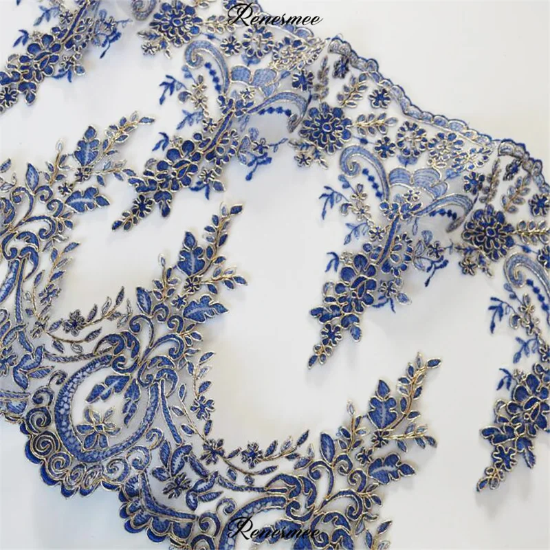 Изящное изысканное синее кружевное платье 1Yd с золотой нитью и вышивкой бедра