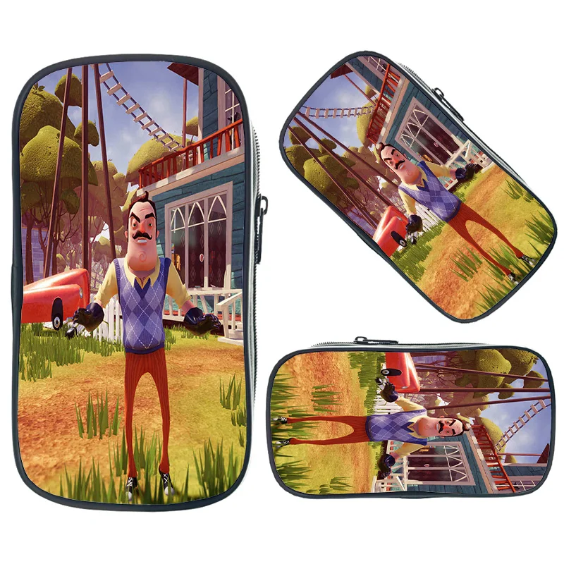 Горячая игра Hello Neighbor косметические Чехлы двойной карандаш держатель детские