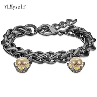 hip hop bracelet rock thick chain link jewelry brass metal unisex black cool long adjustable bangle