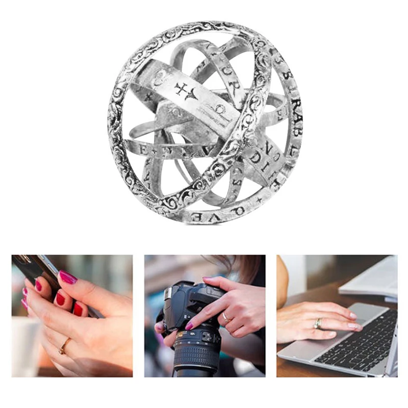 Унисекс набор украшений ожерелье кольцо хип хоп металлический шар