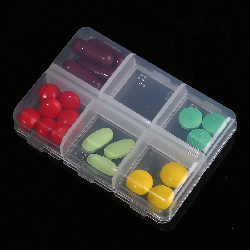 

6 Grids Pill Case Transparent Bill Box Medicine Tablet Dispenser Organizer Splitter Pill Storage Organizer Container Medical Kit