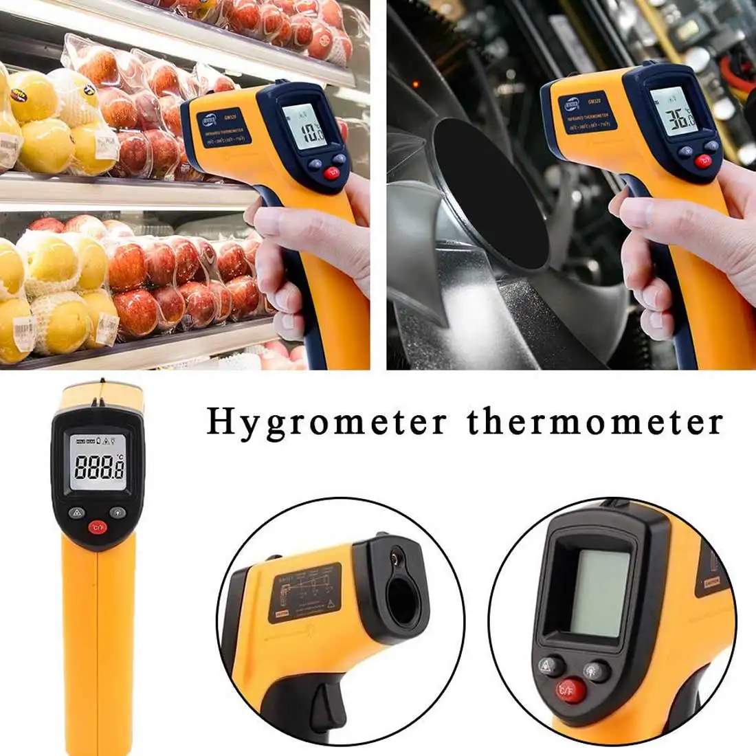 Цифровой инфракрасный термометр GM320 Бесконтактный лазерный пирометр с ЖК