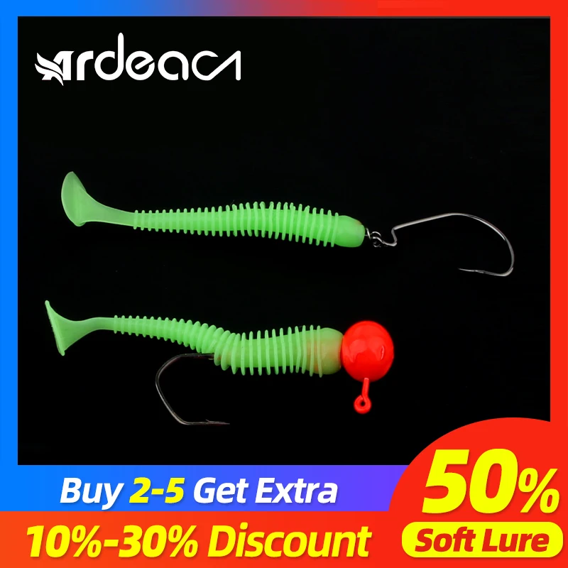 

Ardea Soft Lure jig lead Head Tackle fishing Tail Wobbler jigging Artificial Bait Carp Fishing Sea Bass Glow Pike Rockfish