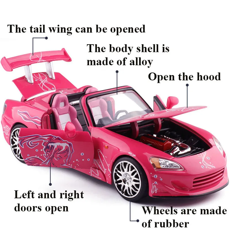 JADA1: 24 Розовая модель автомобиля S2000 трансформер игрушка из сплава детский