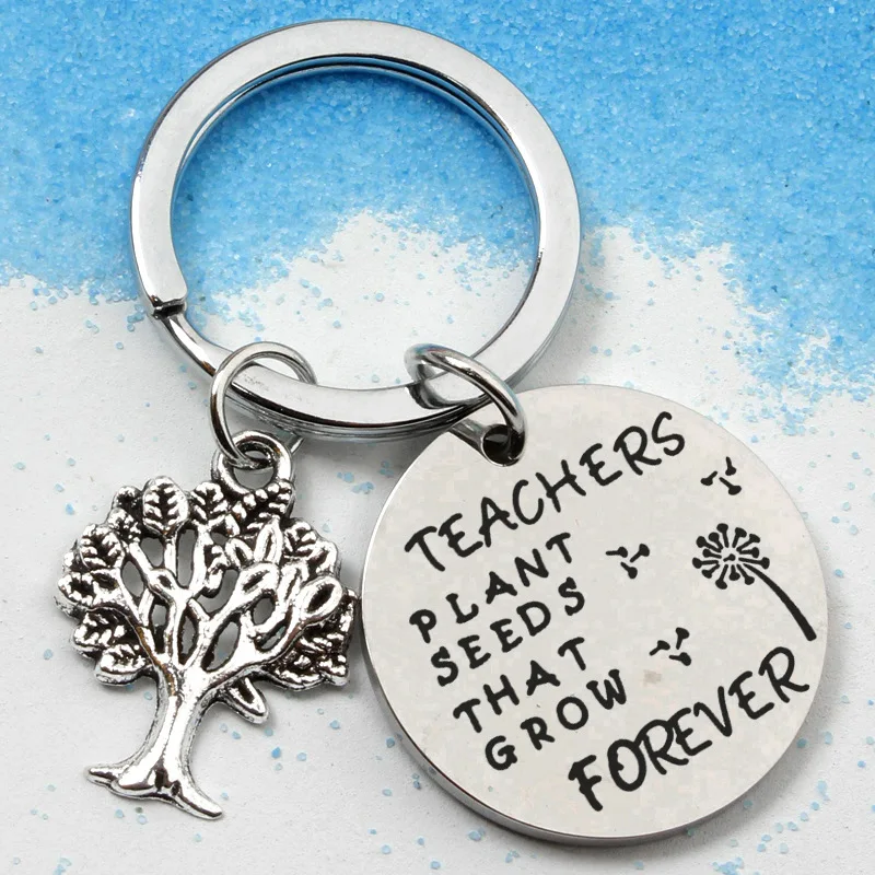 Teacher Keychain Teacher-Plant-Seeds That Grow Forever Keyring  Teacher's-Day Key-ring Gifts Jewelry coin-shape key chains