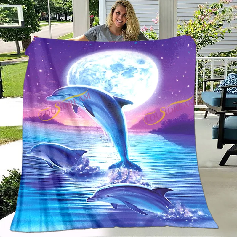 

Beautiful Underwater World Dolphin and Fish Series Flannel Blanket Unique Sofa Bed Blanket Pet Blanket Picnic Blanket Bedding