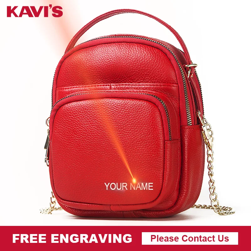 KAVIS натуральная коровья кожа сумка мессенджер женская через плечо грудь сумочка