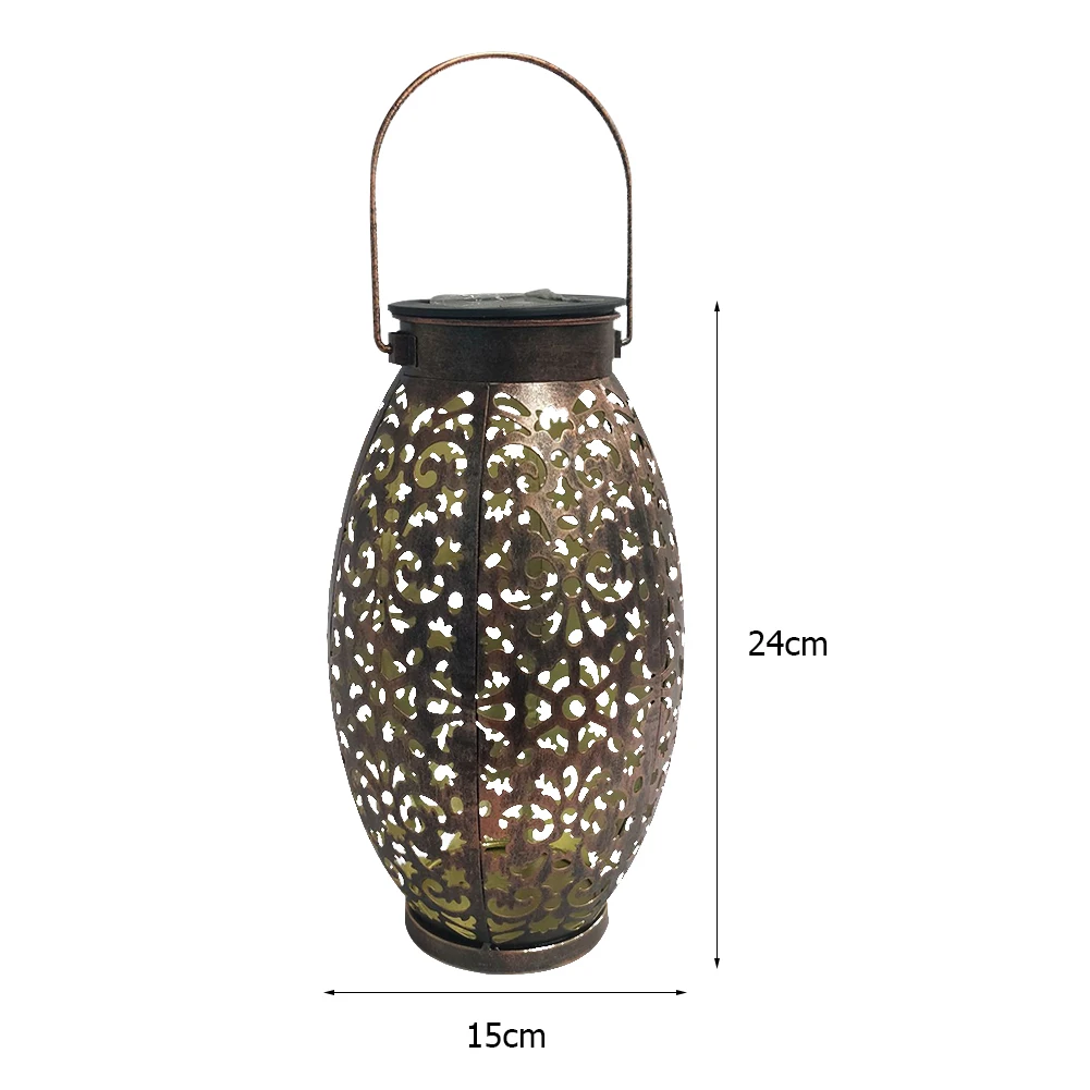 

Lights Metal Lamp Courtyard Decor Metallic LED Solar Light Hollow Lantern Lamps Outdoor Garden Decoration Yard Home