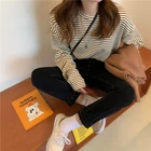 Женская Полосатая футболка, свободная, в японском стиле, в стиле Харадзюку