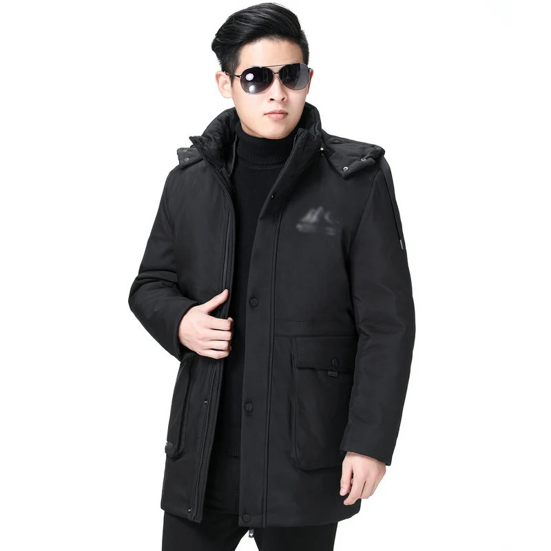 Men Winter Parkas Warm Thick Lightweight Hooded Puffer Basic Coat Man Black Gray Hood Quilted Liner Detachable Jacket Outerwear