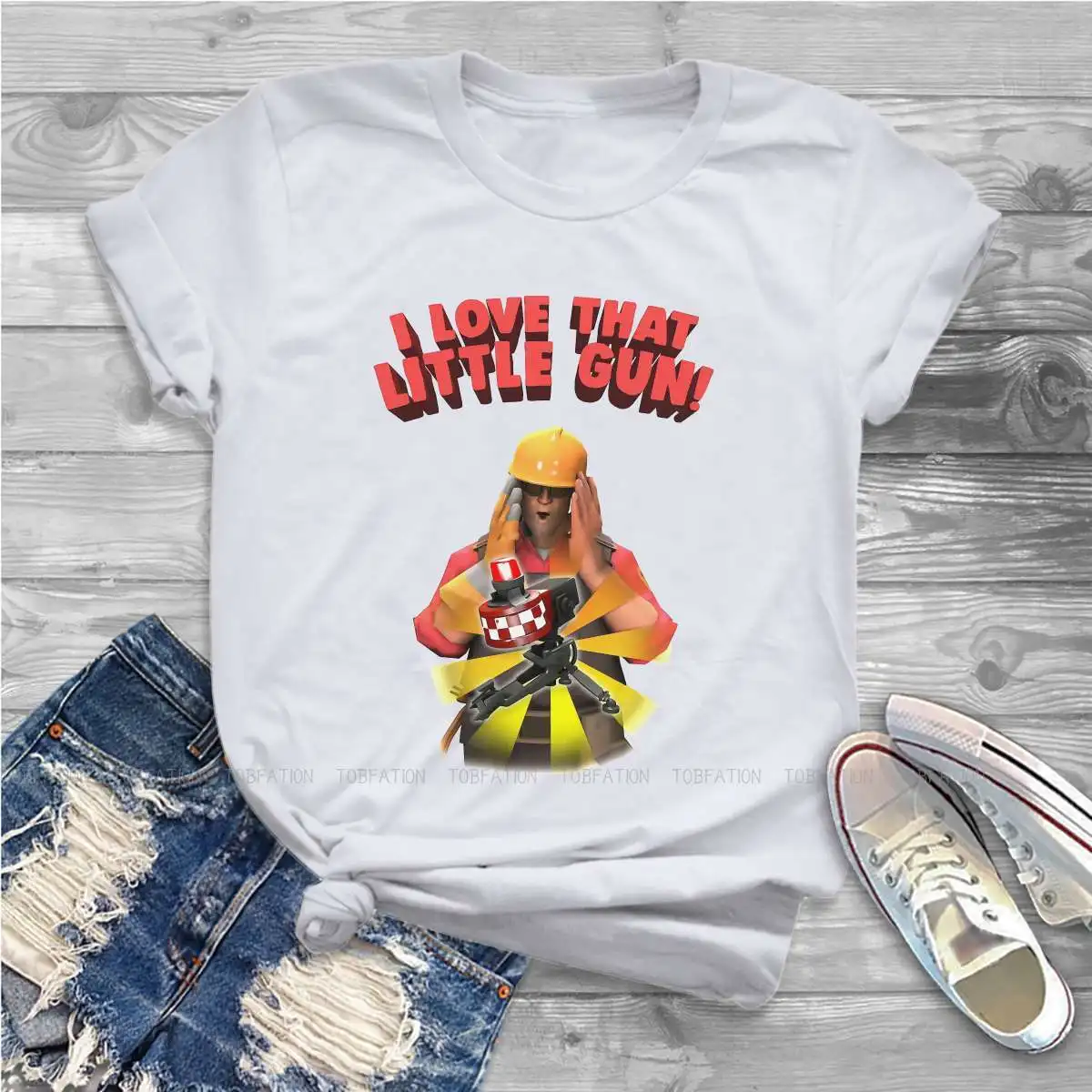 Мини-Футболка TF2 для женщин Женская винтажная рубашка с принтом инженера и