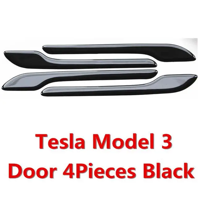 Для Tesla модель 3 Автомобильная дверная ручка обёрточная набор цветной чехол наклейки дверная ручка 3D PU наклейка для Tesla аксессуары - Название цвета: 4pcs Black