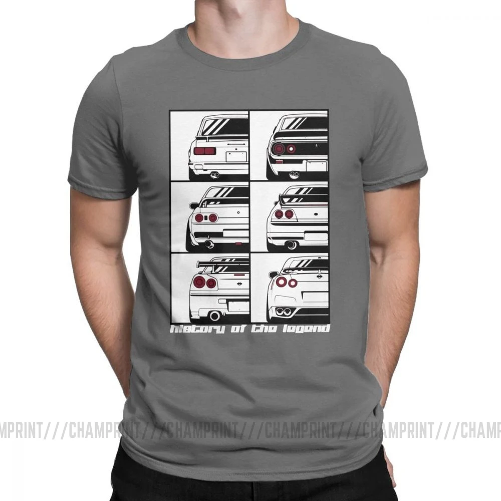 Мужские GTR Skyline история футболки автомобили моторы Japan JDM Datsun хлопковая одежда короткий рукав вырез лодочкой футболка большой размер футболки - Цвет: Темно-серый