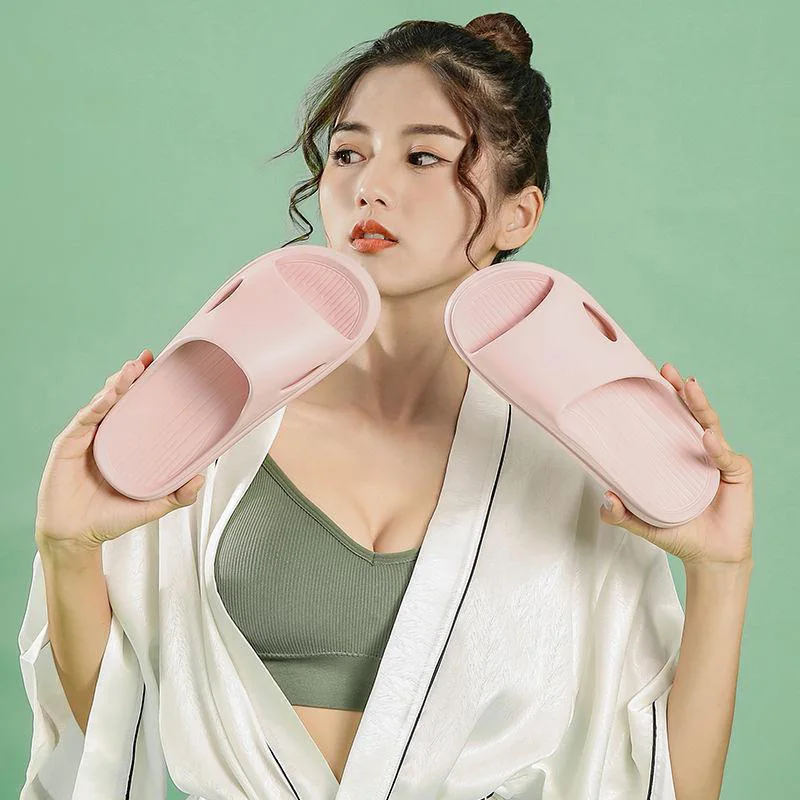 

Summer Men Women Thick-Soled Slippers Indoor Household Couple Slides Bathroom Bath Non-Slip Comfortable Slippers