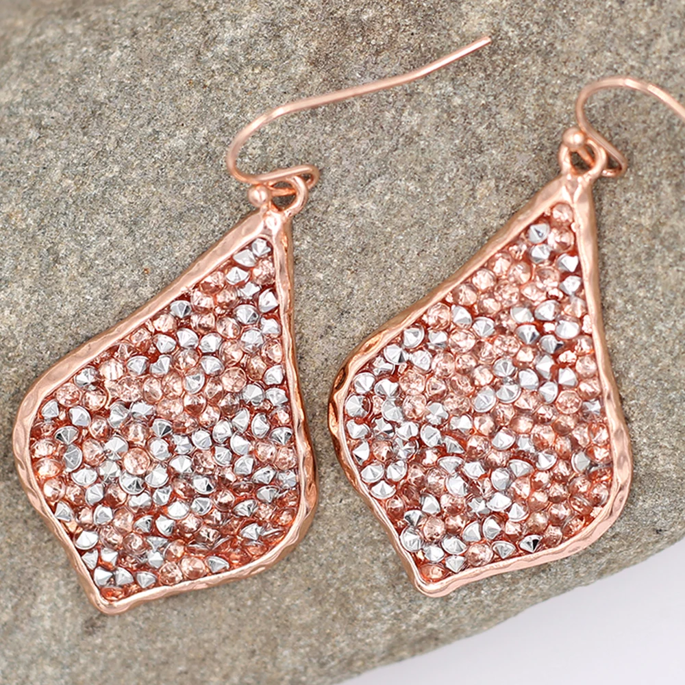 

New Arrival Small Waterdrop Druzy Pink Statement Drop Earrings Fashion Pretty Designer Teardrop Dangle Earrings