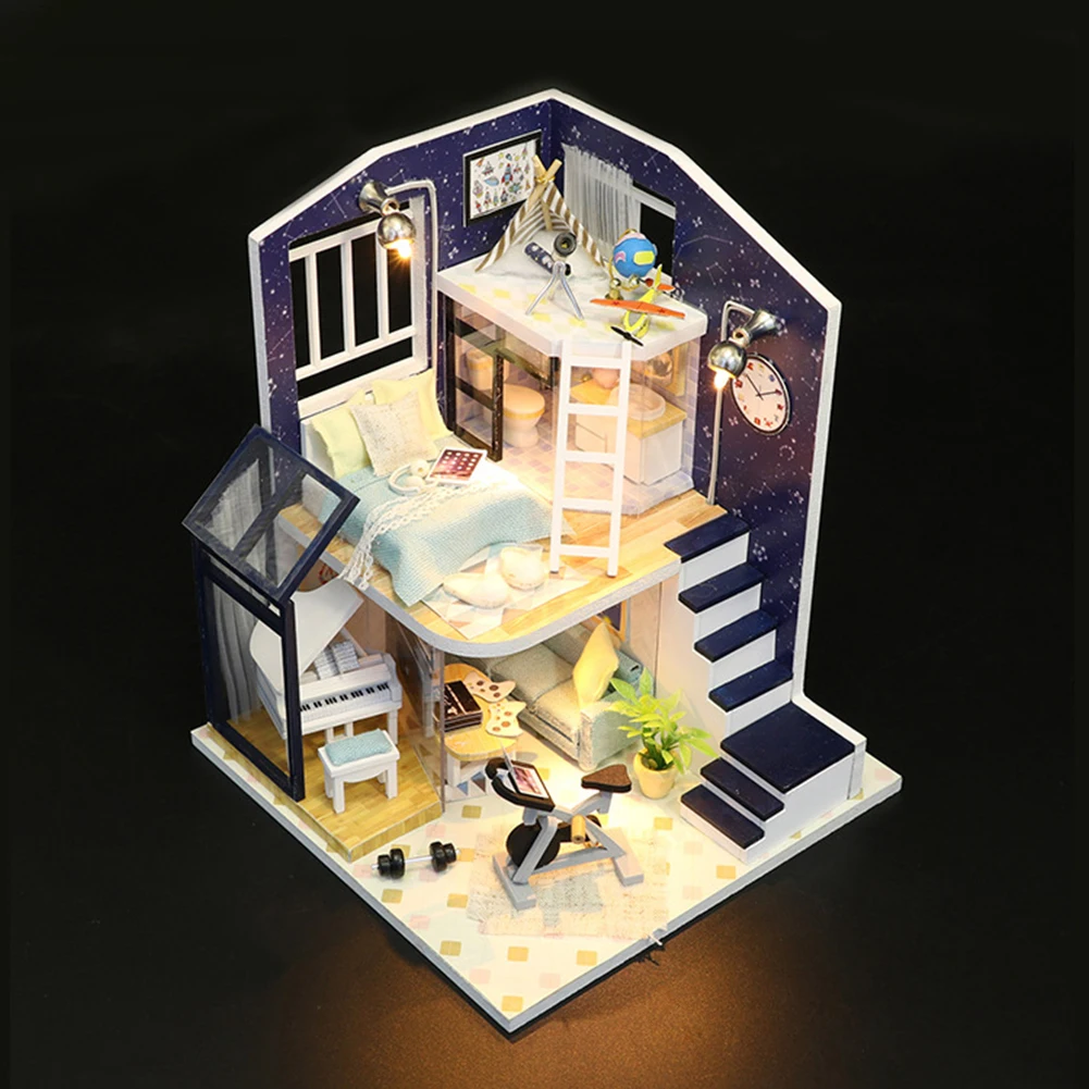 

DIY Hut Wooden Doll House Hand-assembled Model Creative DIY Hut Building Sand Table Wooden Toy Children's Birthday Gift