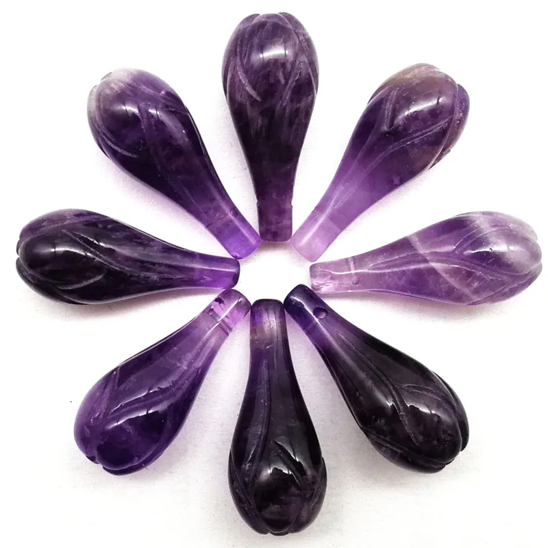 (12 шт./лот) 24x10 мм резные Amethystes подвеска бутон модные ювелирные бусы|Шармы| |