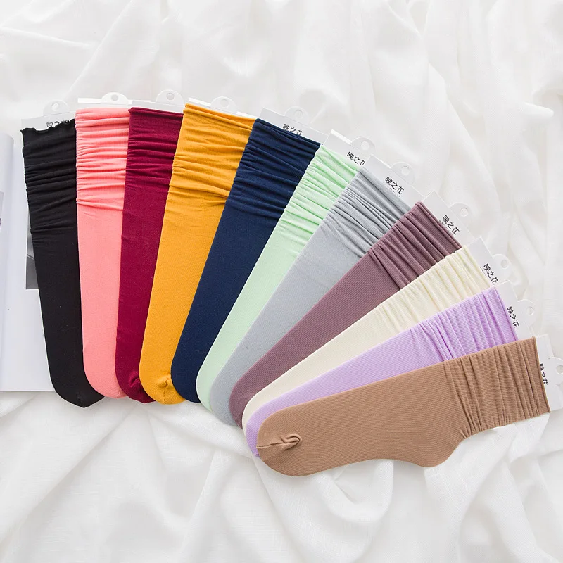 Корейские яркие носки цветные бархатные с ворсом весенне-летние тонкие без пятки