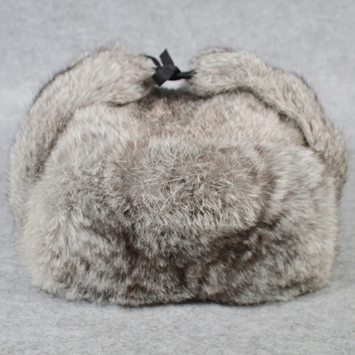 natural gray Лидер продаж Для мужчин зимняя с натуральным кроличьим мехом меховые шапки-бомберы России на открытом воздухе супер теплый натуральный кроличий мех меховая шапка мужские из натурального кроличьего меха, Кепки - Цвет: natural gray