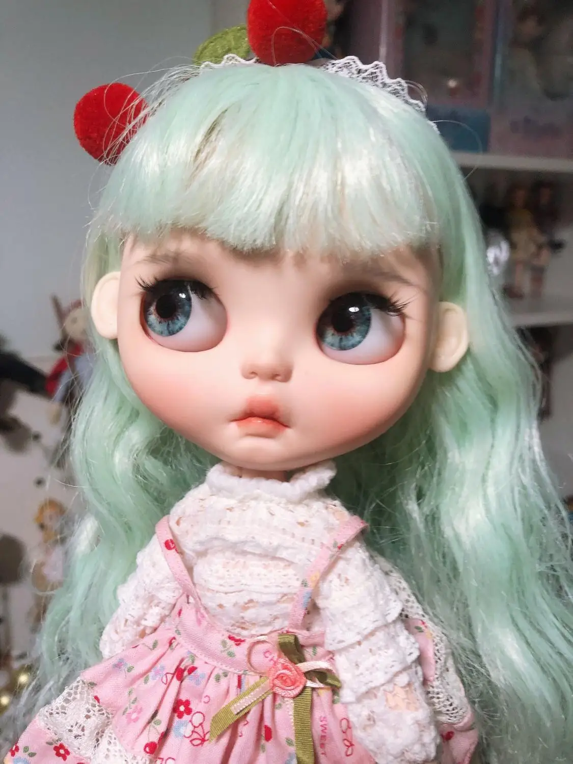 1/6 blyth кукла игрушка bjd совместное тело белый с кожей мятно зеленым длинные волосы