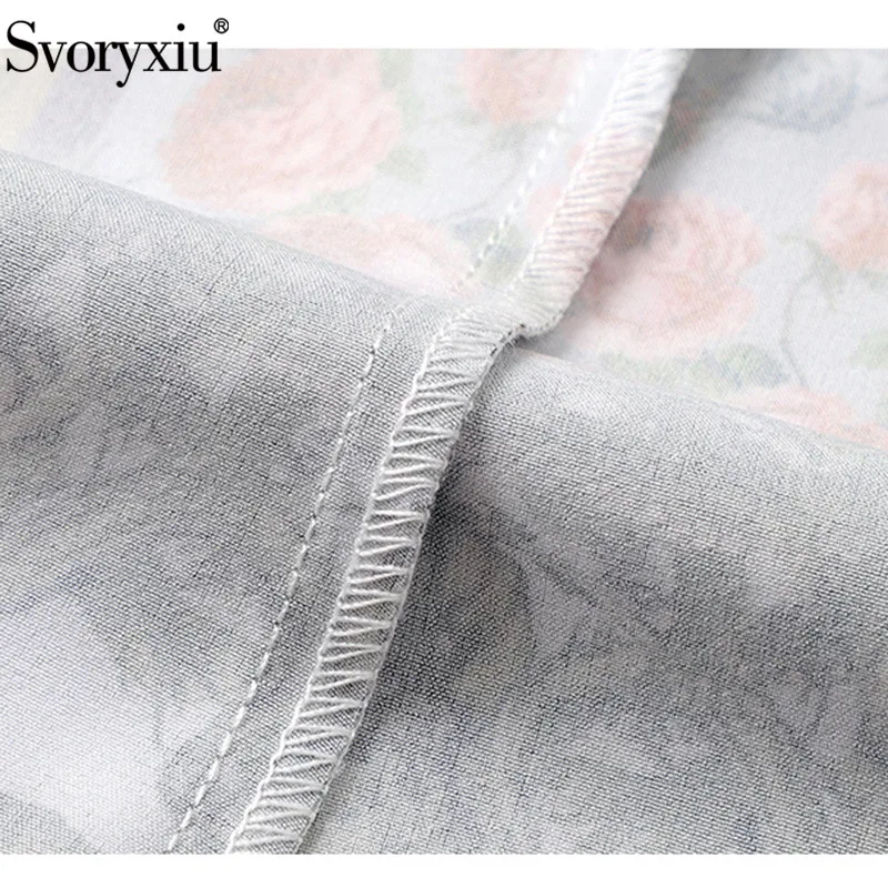 

Svoryxiu Designer Vintage Autumn Skirt Suit Women's Fashion Ruffles Flower Print Blouse + Single-Breasted Mini Skirt Suits