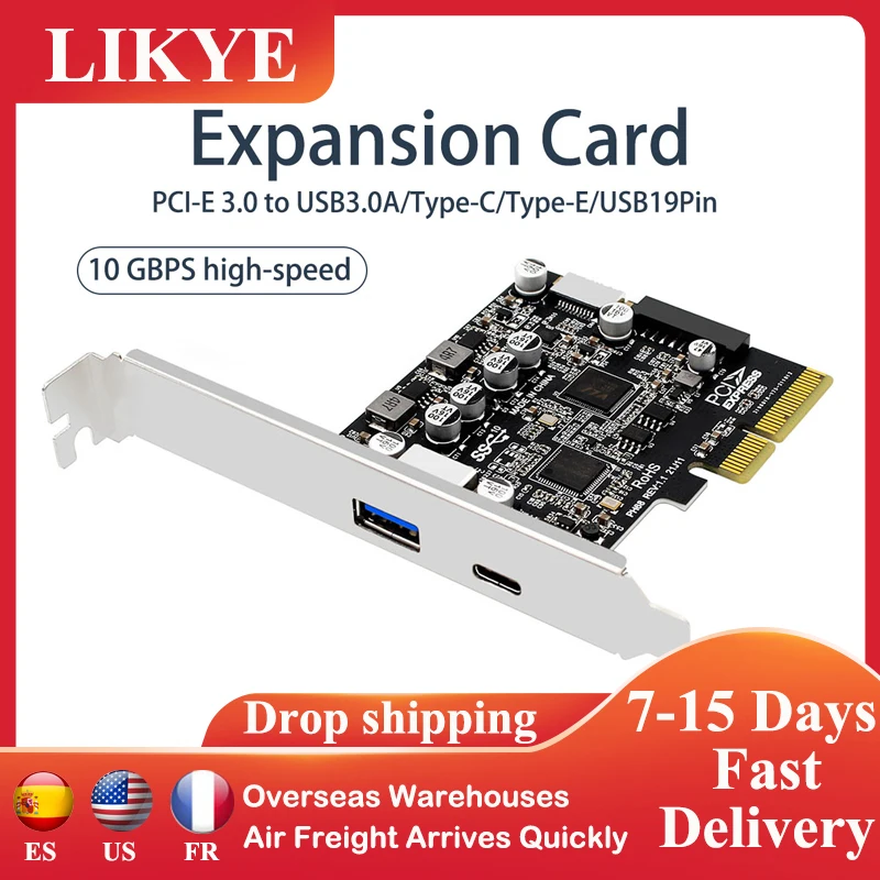 

Плата расширения PCI-E 3,0 в USB A/Type-C/Type-E/USB19Pin, 10Gps, высокоскоростная передача, PCIE адаптер, плата преобразователя