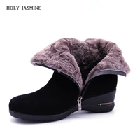 2021 winter new boots high quality womens classic wedges snow boots real sheepskin style boots for woman round toe ankle shoes