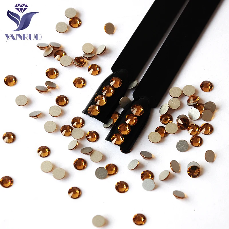 2000 Стразы светильник Колорадо топаз всех размеров с плоской задней частью