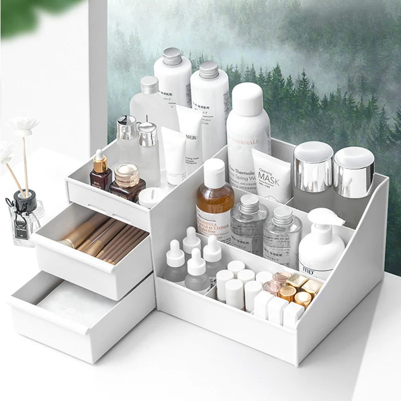 

1Pcs Makeup Organizer Box for Cosmetic Large Capacity Cosmetic Storage Box Desktop Jewelry Nail Polish Makeup Drawer Container