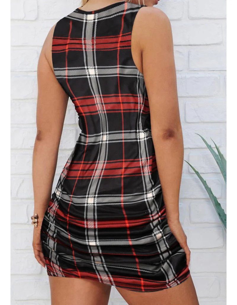 

Sexy Sheath Printed Sleeveless Crewneck Dress