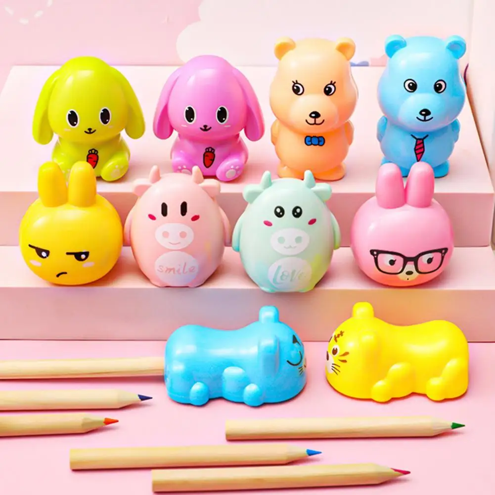 

Острый милый мини-карандаш в форме животного, точилки ярких цветов из АБС, экономичная машина для резки карандашей, настольные аксессуары