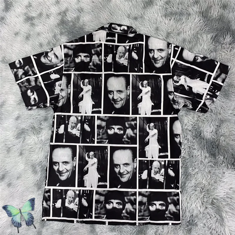 

WACKO MARIA Shirt Men Women Black Movie Plaid Printed Hawaii WACKO MARIA Shirt