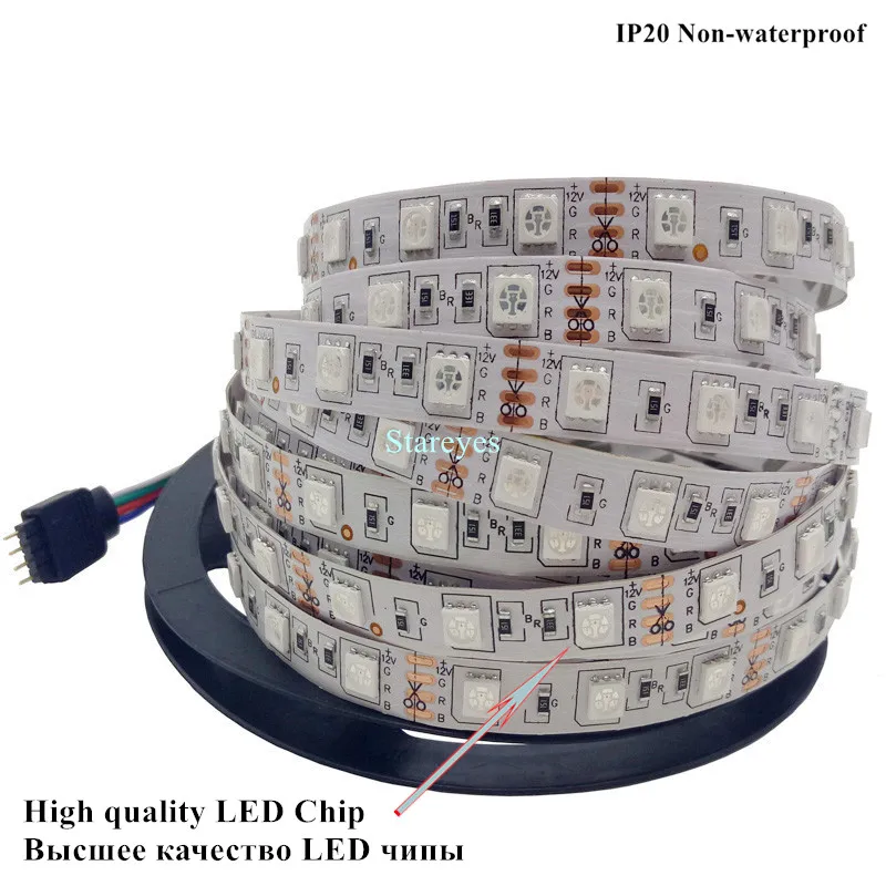 1 комплект SMD 5050 60 светодиодов/м 10 м RGB Светодиодная лента Фонарик светодиодный