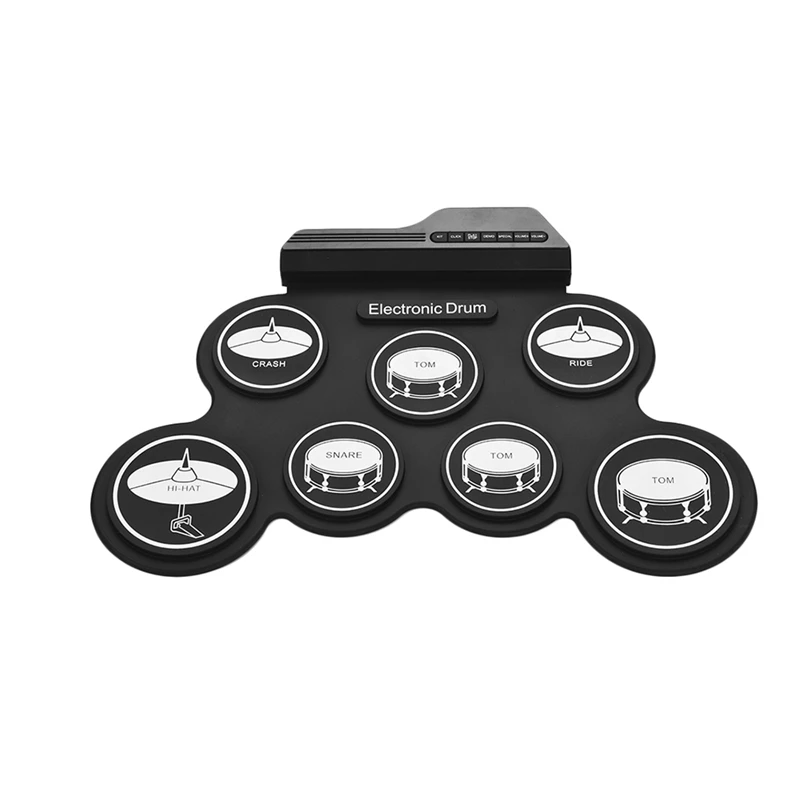 Compact Size Usb Roll-Up Silicon Drum Set Digital Electronic Kit 7 Pads With Drumsticks Foot Pedals For Beginners | Спорт и