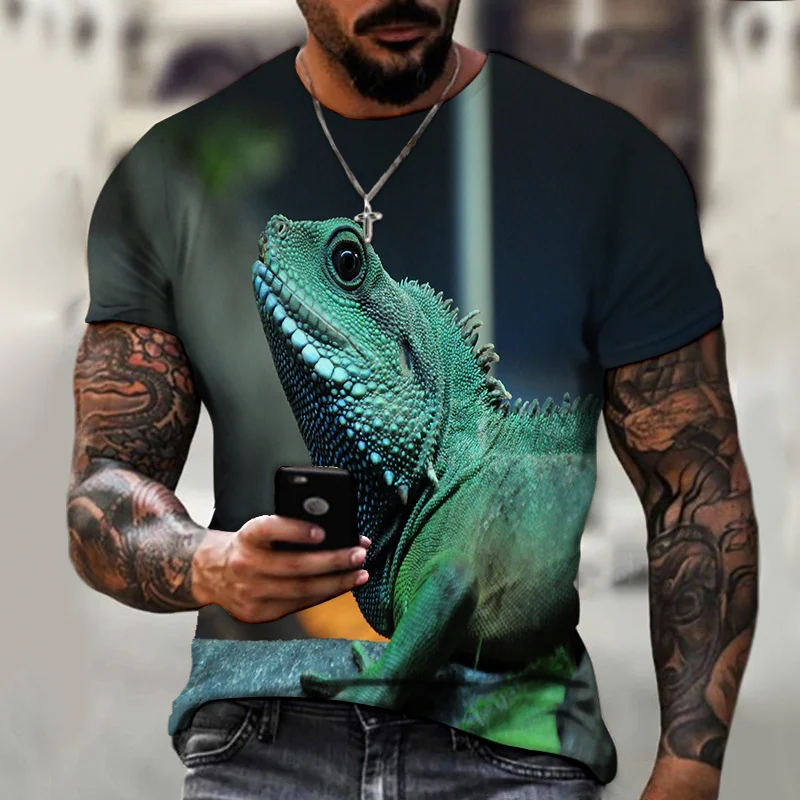 

Модная и интересная 3d-футболка с рисунком животных для мужчин и женщин, Повседневная футболка с круглым вырезом и коротким рукавом в стиле Х...