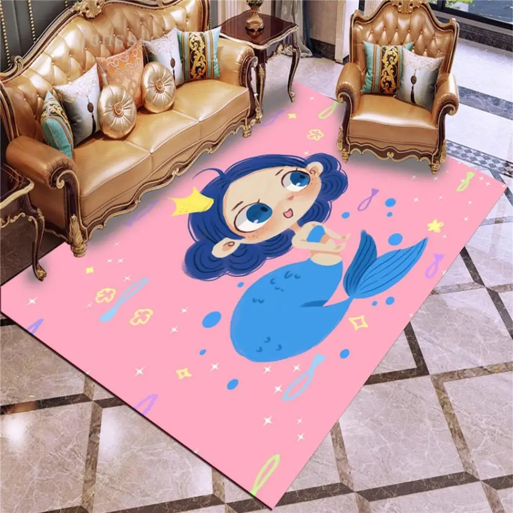 

Soft Living Room Floor Mat Cute Cartoon Mermaid Carpet Bathroom Rug Kitchen Carpets Bedroom Floor Entrance Outdoor Doormat