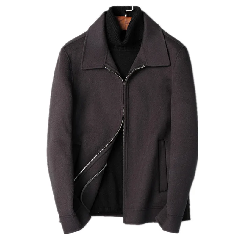 

100% Wool Coat Autumn Winter Jacket Men Double-side Woolen Coats Streetwear Baseball Jackets Men's Coat Abrigo Hombre MY1831