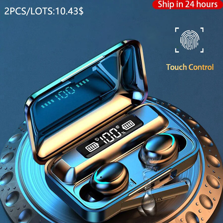 

TWS Wireless Earphones Bluetooth Earphones 5.1 9D Bass Stereo waterproof Earbuds Handsfree Headset With Microphone Charging Case