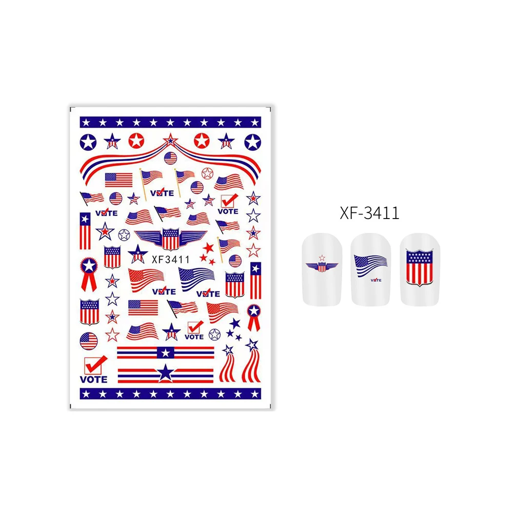 

8Pcs/set 3D Flag Nail Stickers National Day DIY Manicure Decals American Independence Day Nail Art Decorations