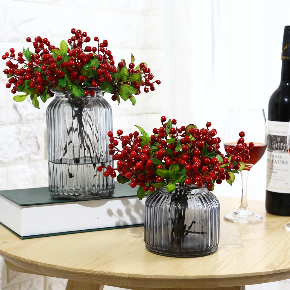 10pcs Bunch Artificial Blueberry Plastic Plants Decorative Fake Flowers Office Home Decor Christmas Decoration Gift | Дом и сад
