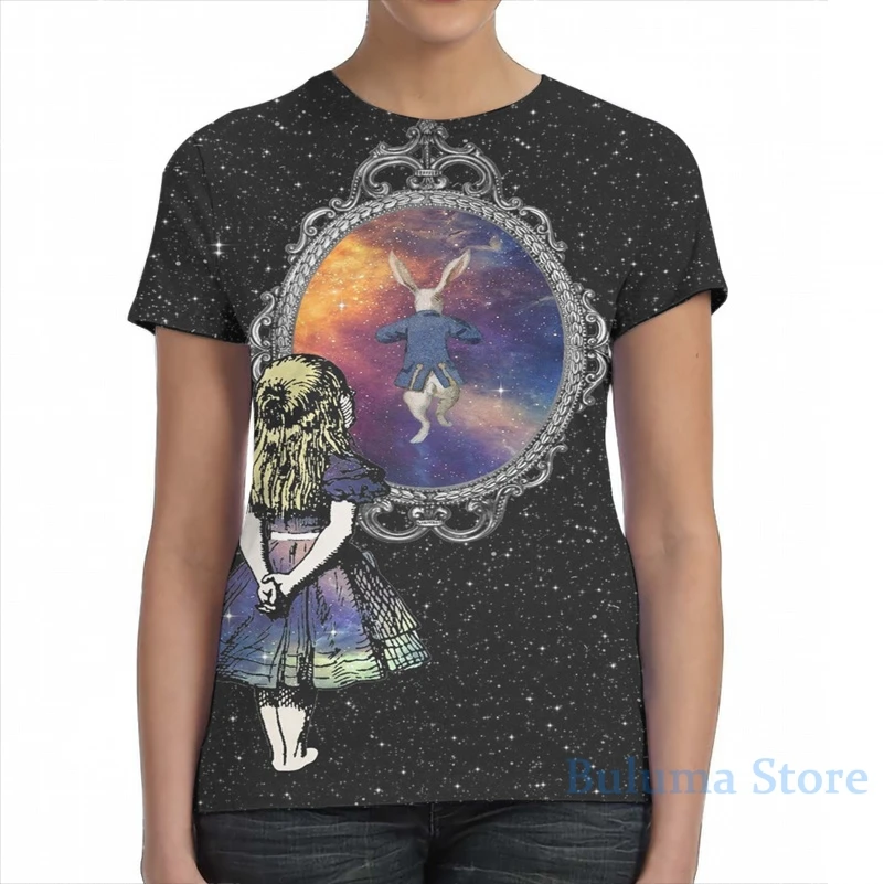 Следите за Белый Кролик Алиса в стране чудес для мужчин футболка женская целиком