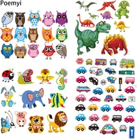 cute animal patch set iron on transfer for clothing accessory cartoon dinosaur cars heat transfer badges patch stranger things