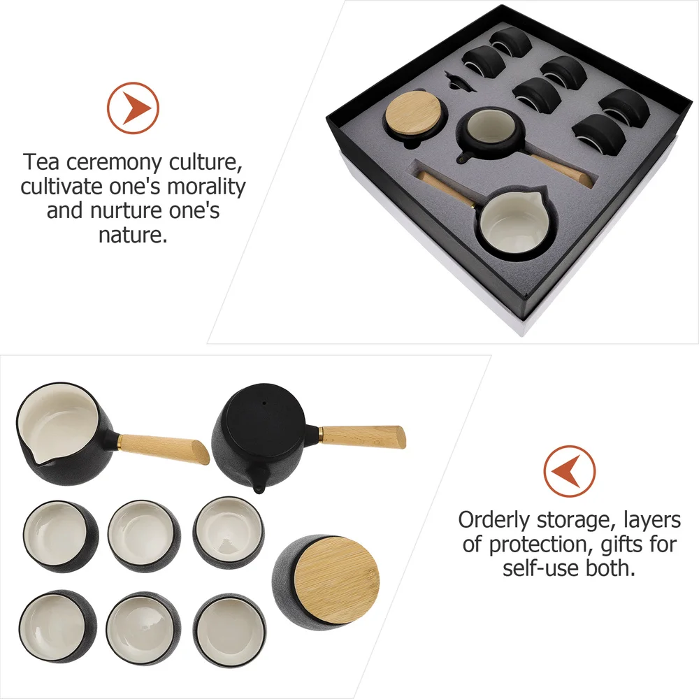 

10Pcs Porcelain Ceramic Tea Gift Set with Cups Teapot Tea Leaf Container