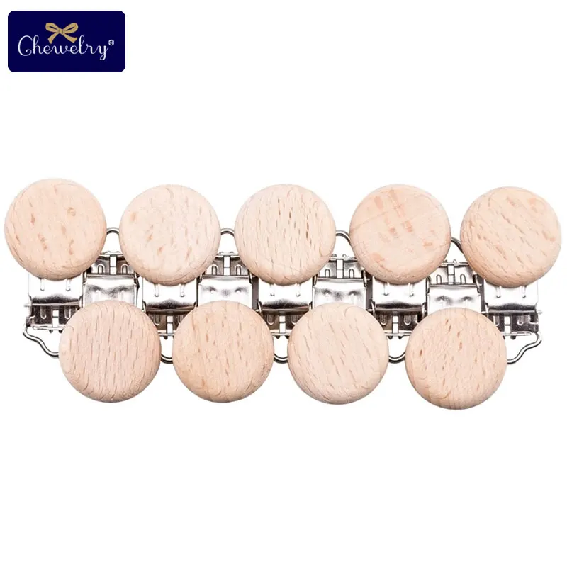 

10-20PC Wooden Teether Pacifier Soother Clip Round Maple Metal Clip DIY Pacifier Chain Wooden Baby Teether Clasp For Nipples Toy